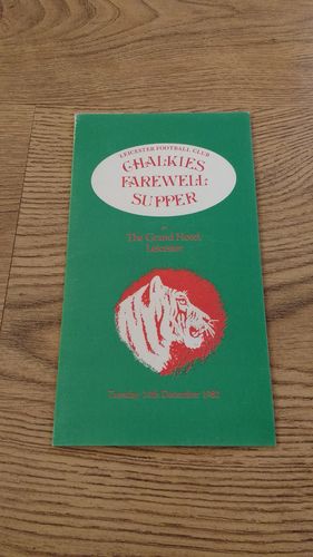 Chalkie White Farewell Supper 1982 Leicester Rugby Dinner Menu