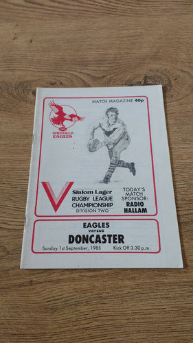 Sheffield Eagles v Doncaster Sept 1985 Rugby League Programme