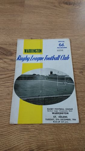 Warrington v St Helens Dec 1966 RL Programme