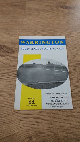 Warrington v St Helens Mar 1968 RL Programme