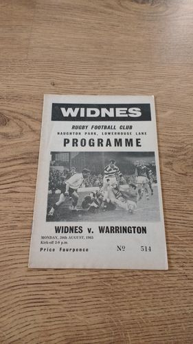 Widnes v Warrington Aug 1965 Rugby League Programme