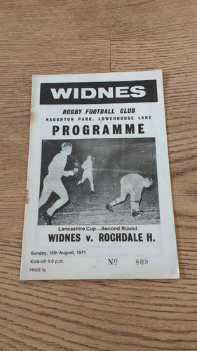 Widnes v Rochdale Hornets Lancashire Cup Aug 1971 Rugby League Programme