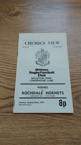 Widnes v Rochdale Hornets Lancashire Cup Aug 1976 Rugby League Programme