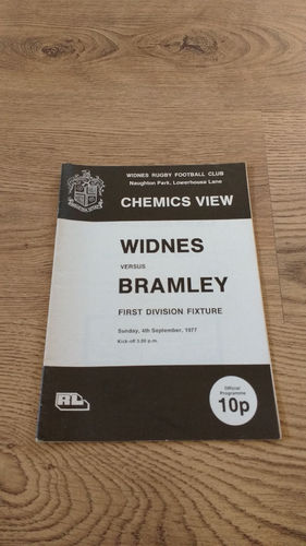Widnes v Bramley Sept 1977 Rugby League Programme