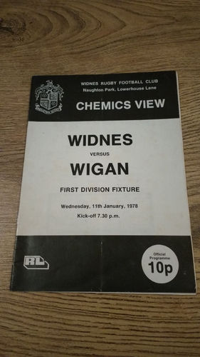 Widnes v Wigan Jan 1978 Rugby League Programme