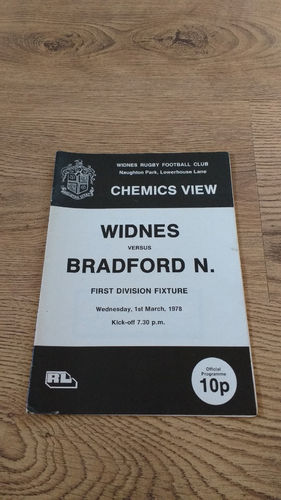 Widnes v Bradford Northern Mar 1978 Rugby League Programme