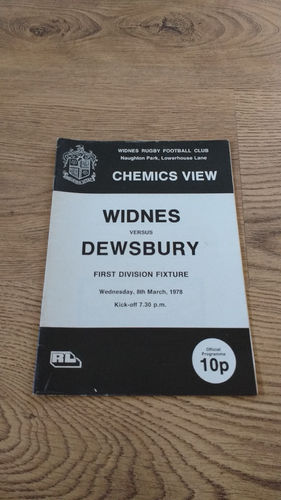 Widnes v Dewsbury Mar 1978 Rugby League Programme