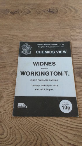 Widnes v Workington Town Apr 1978 Rugby League Programme