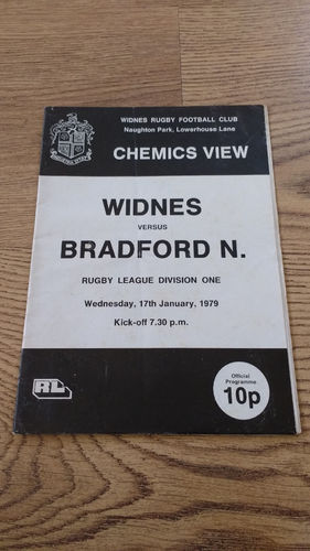 Widnes v Bradford Northern Jan 1979 Rugby League Programme