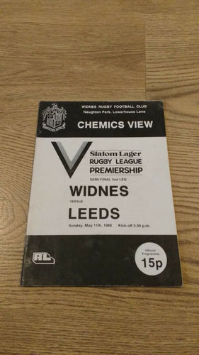 Widnes v Leeds Premiership Semi-Final 2nd Leg May 1980 Rugby League Programme