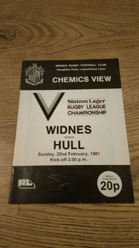 Widnes v Hull Feb 1981 Rugby League Programme