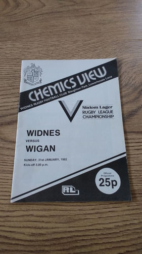 Widnes v Wigan Jan 1982 Rugby League Programme