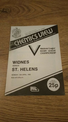 Widnes v St Helens Apr 1982 Rugby League Programme