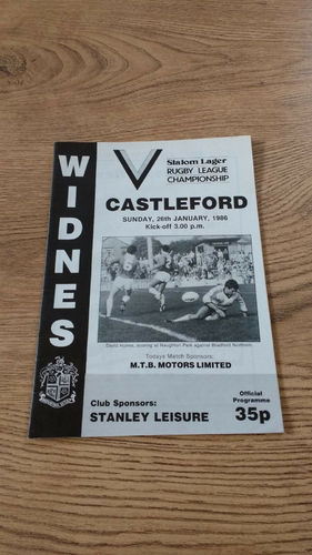 Widnes v Castleford Jan 1986 Rugby League Programme
