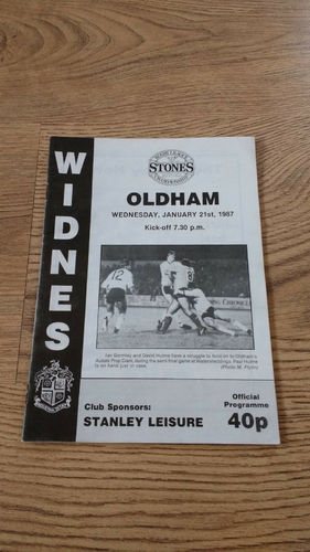 Widnes v Oldham Jan 1987 Rugby League Programme