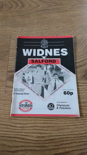 Widnes v Salford Jan 1989 Rugby League Programme