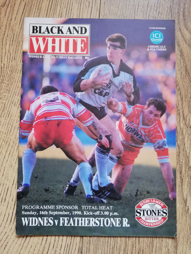 Widnes v Featherstone Rovers Sept 1990 Rugby League Programme