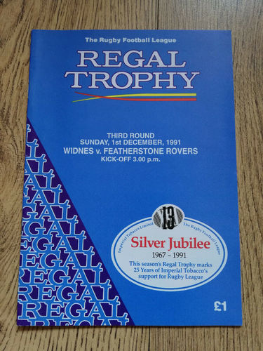 Widnes v Featherstone Rovers Regal Trophy Dec 1991 Rugby League Programme