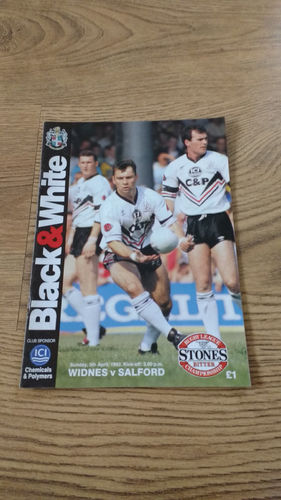 Widnes v Salford Apr 1992 Rugby League Programme