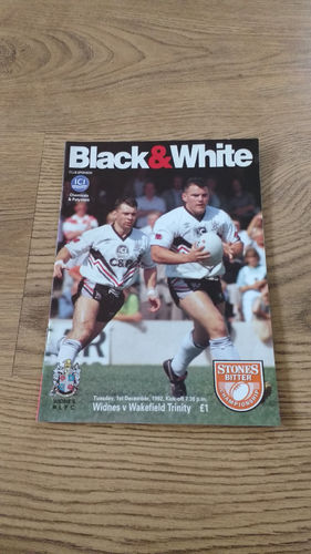 Widnes v Wakefield Trinity Dec 1992 Rugby League Programme