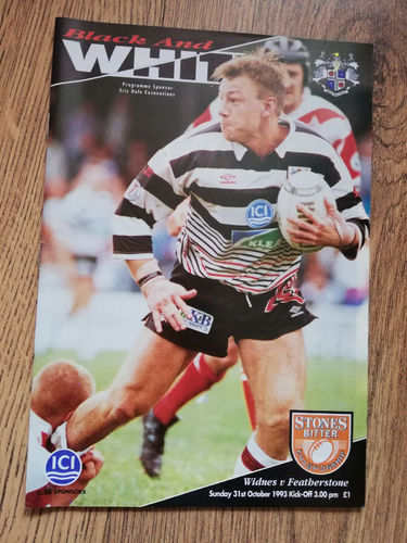 Widnes v Featherstone Rovers Oct 1993 Rugby League Programme