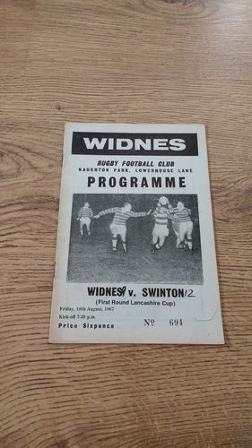 Widnes v Swinton Aug 1967 Lancashire Cup Rugby League Programme