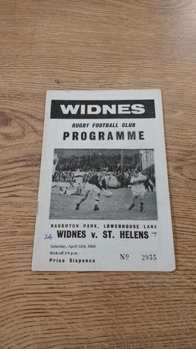 Widnes v St Helens Apr 1968 Rugby League Programme