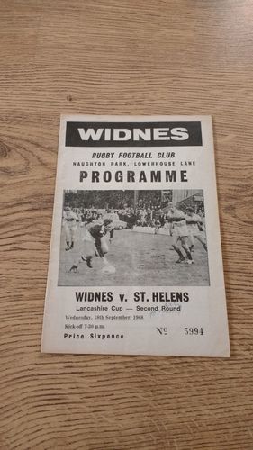 Widnes v St Helens Sept 1968 Lancashire Cup Rugby League Programme