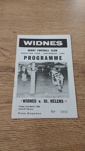 Widnes v St Helens Mar 1969 Rugby League Programme
