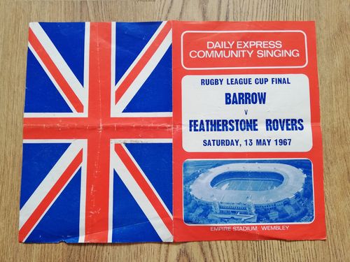 Barrow v Featherstone 1967 Rugby League Challenge Cup Final Songsheet