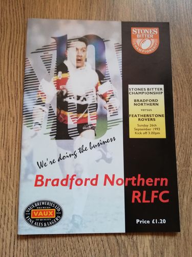 Bradford v Featherstone Sept 1993 Rugby League Programme