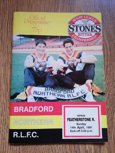 Bradford v Featherstone Apr 1991 Rugby League Programme