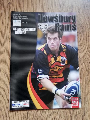 Dewsbury v Featherstone Apr 2003 Rugby League Programme