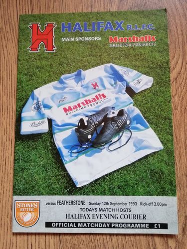 Halifax v Featherstone Sept 1993 Rugby League Programme