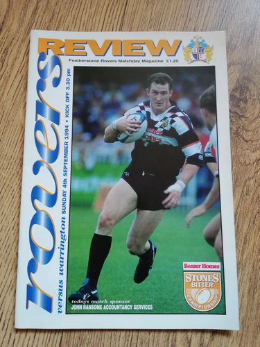 Featherstone v Warrington Sept 1994 Rugby League Programme