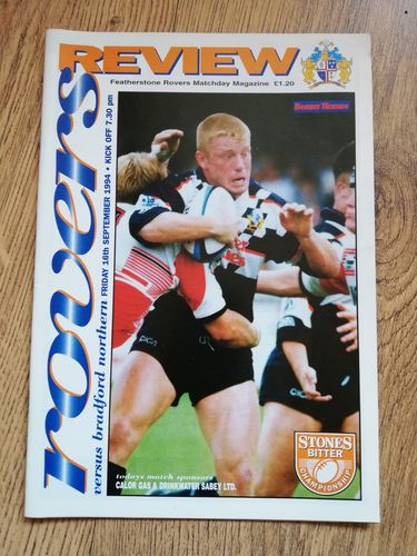 Featherstone v Bradford Sept 1994 Rugby League Programme
