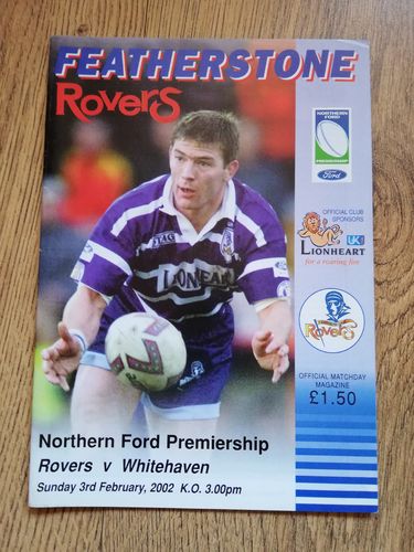 Featherstone v Whitehaven Feb 2002 Rugby League Programme