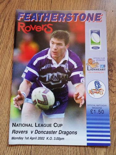 Featherstone v Doncaster Apr 2002 National Cup Rugby League Programme