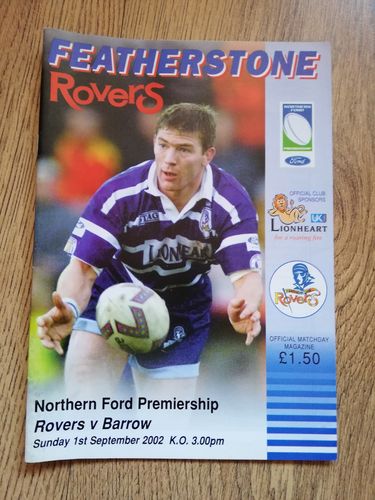 Featherstone v Barrow Sept 2002 Rugby League Programme