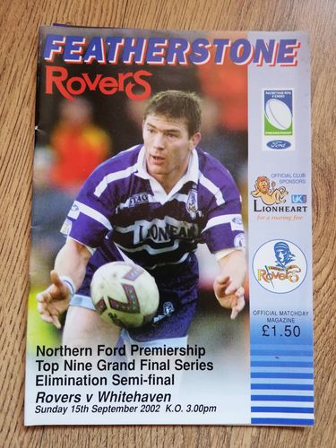 Featherstone v Whitehaven Sept 2002 Play-Off Semi-Final Rugby League Programme