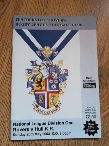 Featherstone v Hull KR May 2003 Rugby League Programme