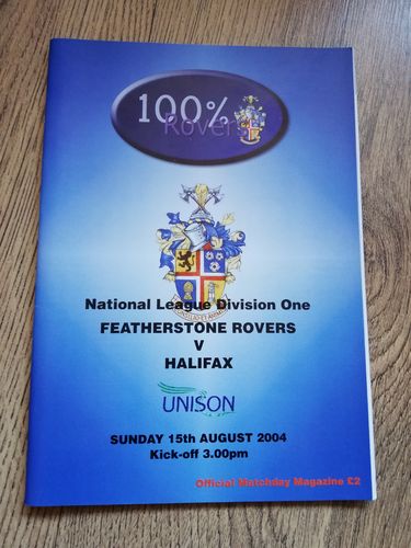 Featherstone v Halifax Aug 2004 Rugby League Programme