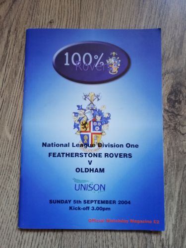 Featherstone v Oldham Sept 2004 RL Programme