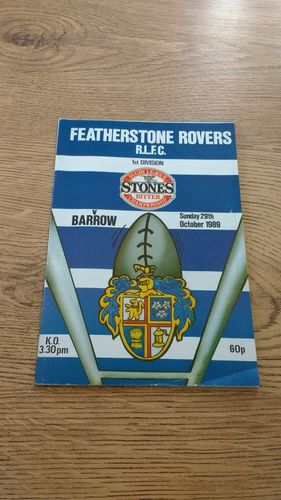 Featherstone v Barrow Oct 1989 Rugby League Programme