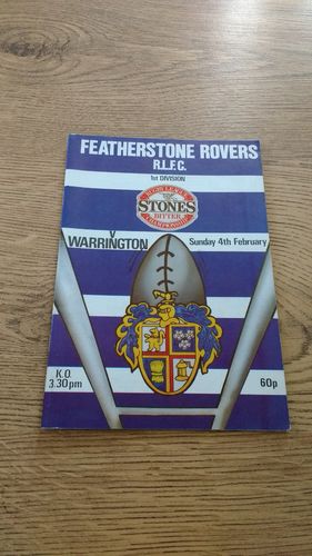 Featherstone v Warrington Feb 1990 Rugby League Programme