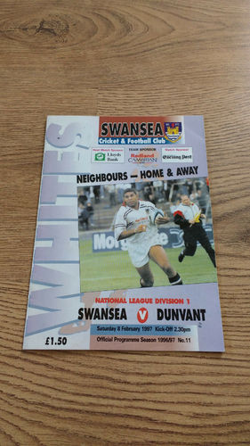 Swansea v Dunvant Feb 1997 Rugby Programme