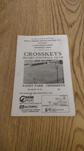 Cross Keys v Ebbw Vale Nov 1973 Rugby Programme