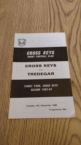 Cross Keys v Tredegar Dec 1983 Rugby Programme