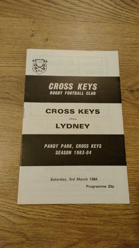 Cross Keys v Lydney Mar 1984 Rugby Programme