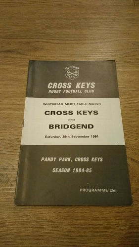 Cross Keys v Bridgend Sept 1984 Rugby Programme